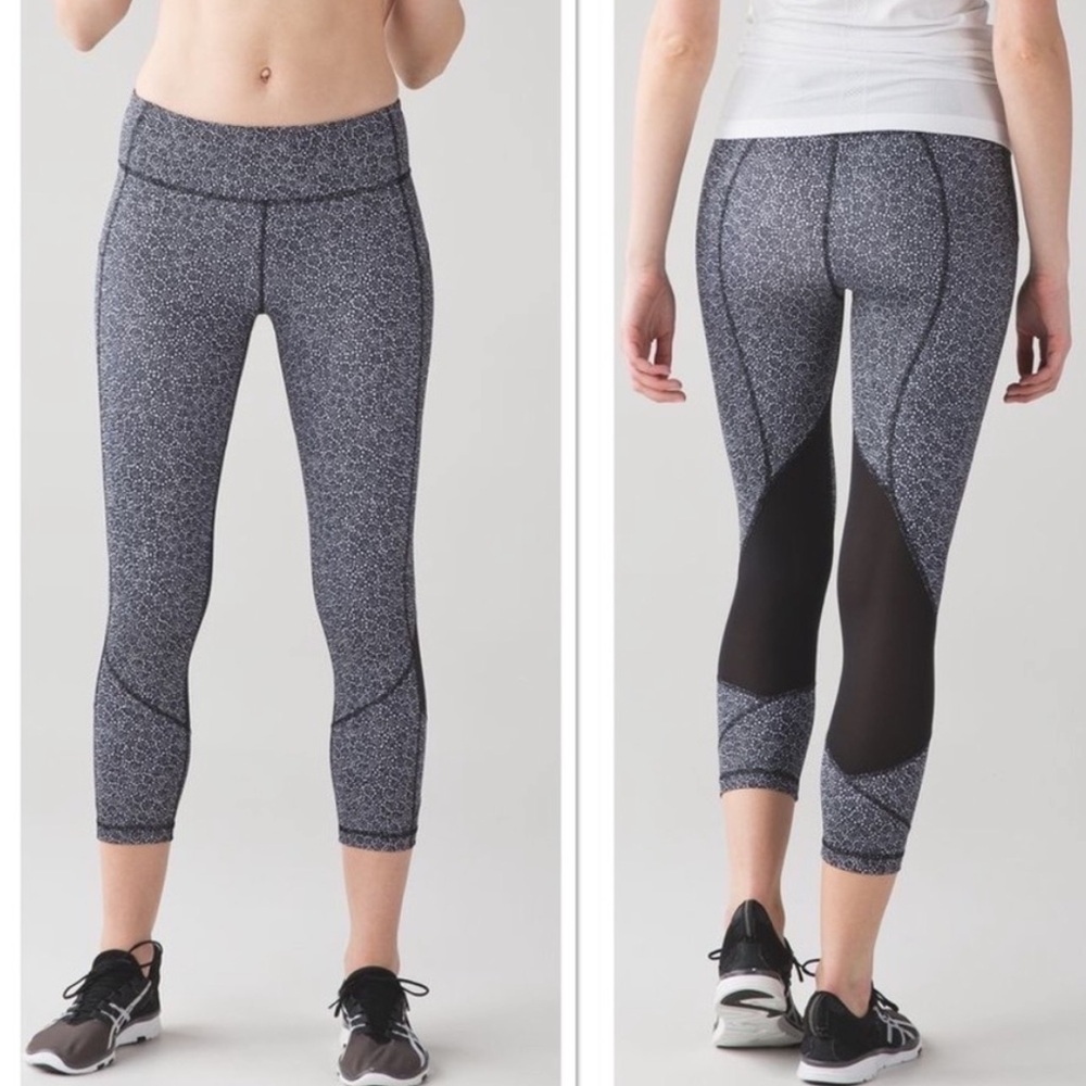LULULEMON pace rival freckle flower abstract printed crop leggings women’s 6